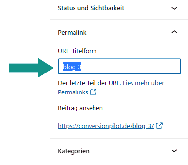 Textfeld für individuellen Permalink